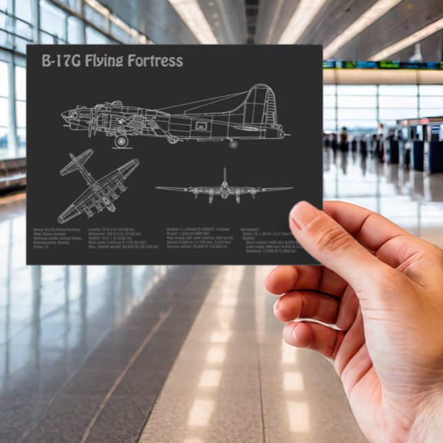 Cartão Postal B-17 Fortaleza Voadora - Planos de Projeto de Aviã (Criador carregado)