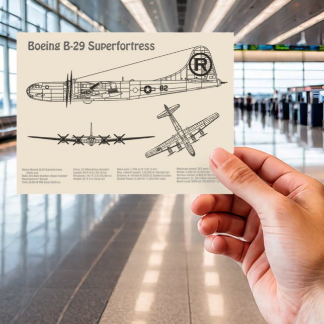 Cartão Postal B-29 Superfortaleza - Planos de Impressão do Avião (Criador carregado)