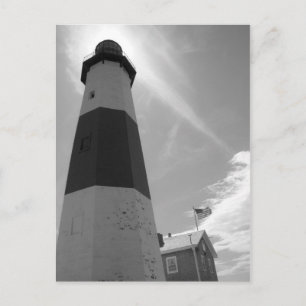 Cartão Postal B&W - Farol Montauk - Placa de Posto