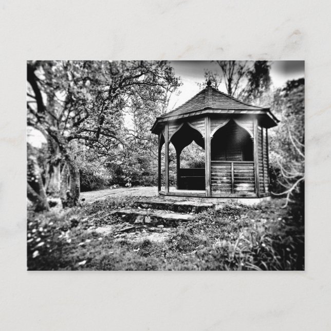 Cartão Postal B&W Gazebo no Parque (Frente)