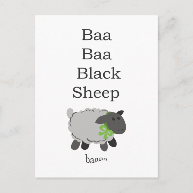 Cartão Postal Baa Baa Ovelha Preta (Frente)