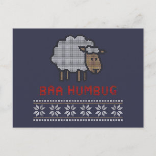 Cartão Postal Baa Humbug - Ovelha de Natal