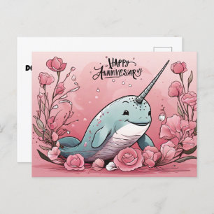 Cartão Postal Babby Narwhal anniversary