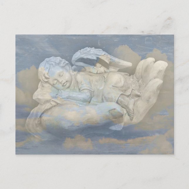 Cartão Postal Baby Angel Wings Dormindo na Mão de Deus (Frente)