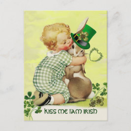 Cartão Postal BABY BABY ABRAÇANDO Ruas irlandesas. Dia de Patric