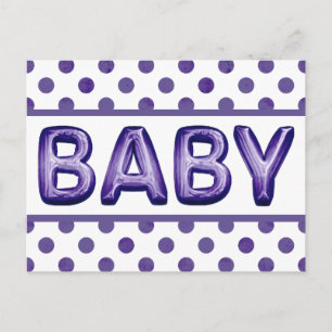 Cartão Postal Baby Balloon Royal Violet Purple Chá de fraldas