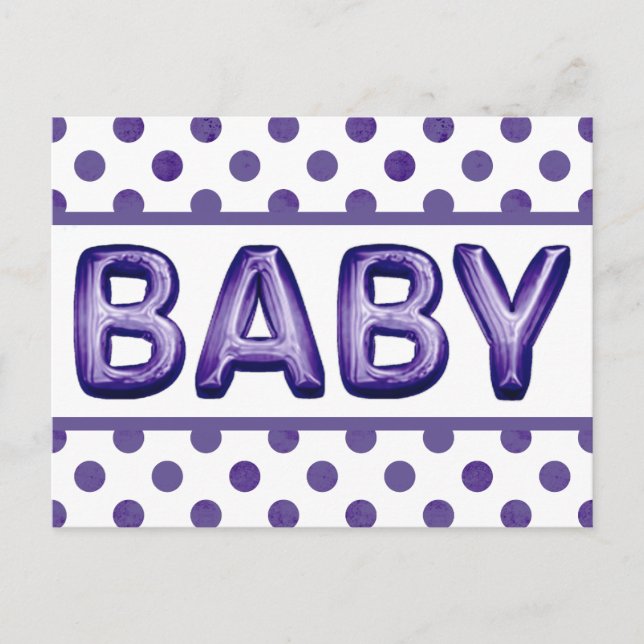Cartão Postal Baby Balloon | Royal Violet Purple Chá de fraldas (Frente)