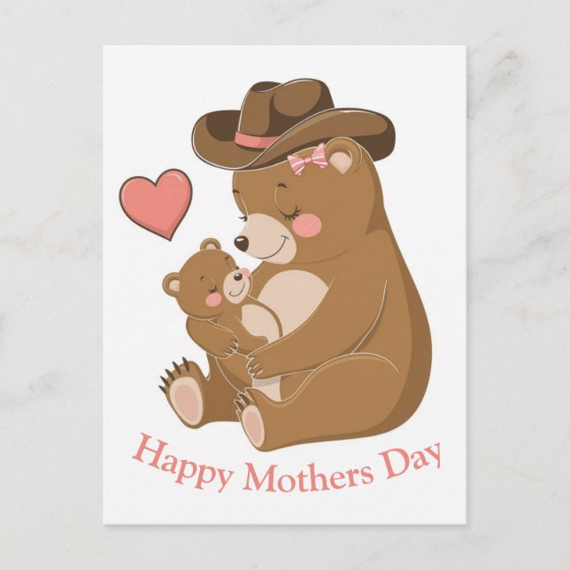 Cartão Postal Baby Bear Happy Dia de as mães (Frente)