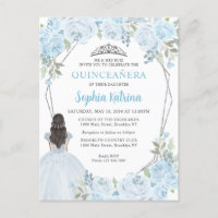 Baby Blue Silver Princesa Floral Quinceañera