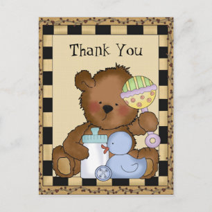 Cartão Postal Baby Boy Bear obrigado seu postal