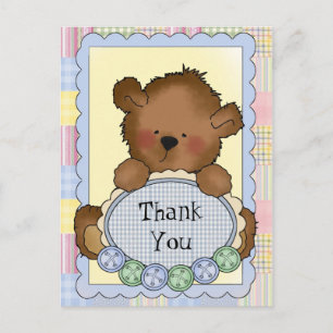 Cartão Postal Baby Boy Bear obrigado seu postal