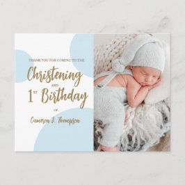Cartão Postal Baby Boy Blue Photo Christening e primeiro anivers