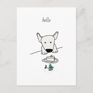 Cartão Postal Baby Bull Terrier encontra o primeiro amigo