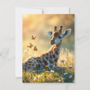 Cartão Postal Baby Giraffe ao sol