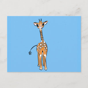 Cartão Postal Baby Giraffe - azul