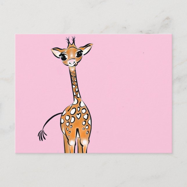 Cartão Postal Baby Giraffe - rosa (Frente)