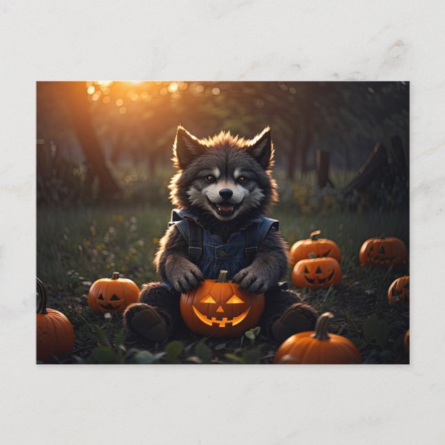 Cartão Postal Baby Halloween Werewolf (Frente)