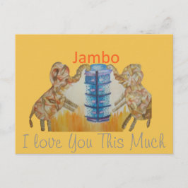Cartão Postal Baby Kids Jambo Jumbo Elephants Design