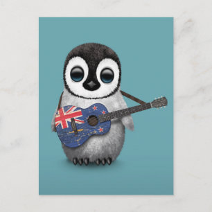 Cartão Postal Baby Penguei Tocando Pavilhão da Nova Zelândia,