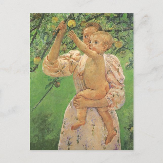 Cartão Postal Baby Reaching for a Apple por Mary Cassatt (Frente)