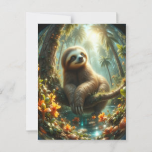 Cartão Postal Baby Sloth à luz do sol