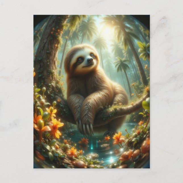 Cartão Postal Baby Sloth à luz do sol (Frente)