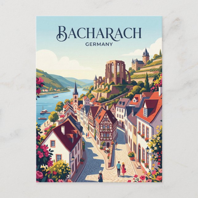 Cartão Postal Bacharach Alemanha (Frente)