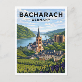 Cartão Postal Bacharach Germany Vintage Travel Art Postcard