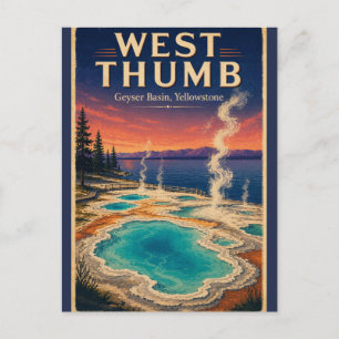 Cartão Postal Bacia de Gêiser West Thumb Yellowstone Viagem Anti