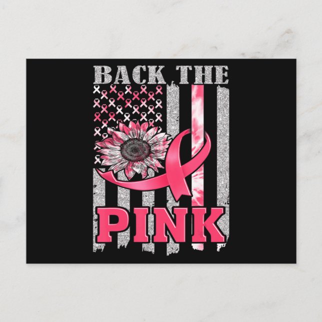 Cartão Postal Back The Pink Ribbon Flag Breast Cancer Awareness  (Frente)