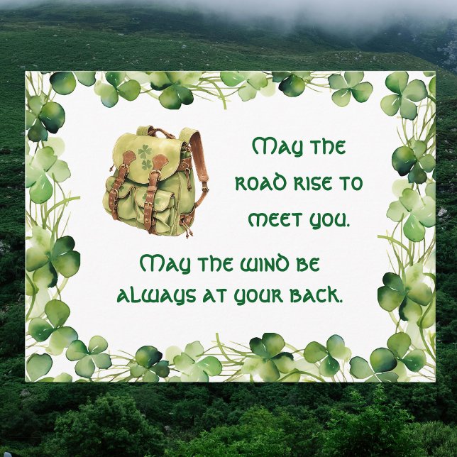 Cartão Postal Backpack May the Road Rise Irish Saint Patrick's (Criador carregado)