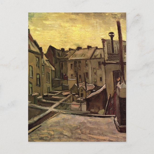 Cartão Postal Backyards of Old Houses by Vincent van Gogh (Frente)