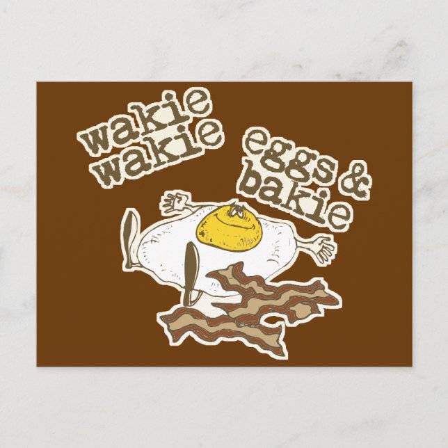 Cartão Postal Bacon engraçado e ovos (Frente)