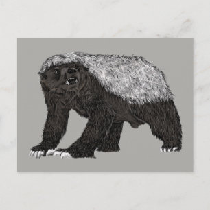 Cartão Postal Badass Honey Badger Aearless Attitude Animal Art