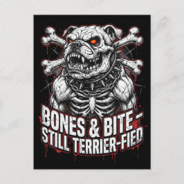 Cartão Postal Badass Skeleton Bulldog Gothic