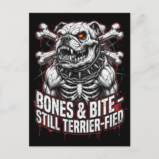 Cartão Postal Badass Skeleton Bulldog Gothic (Frente)