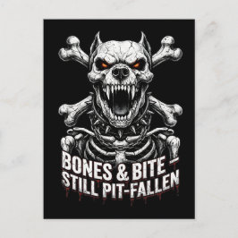Cartão Postal Badass Skeleton Bulldog Gothic Skull