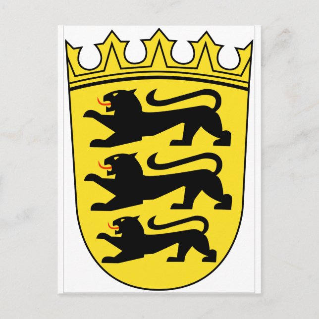 Cartão Postal Bade-Vurtemberga (Alemanha) Casaco de Armas (Frente)