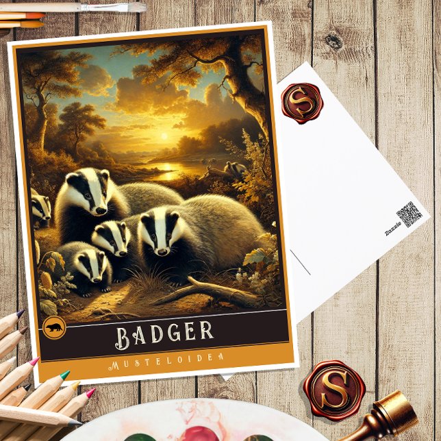 Cartão Postal Badger | Cartão-postal para animais de cunhagem fa (Criador carregado)