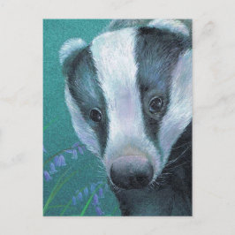 Cartão postal 'Badger in the bluebell woods'