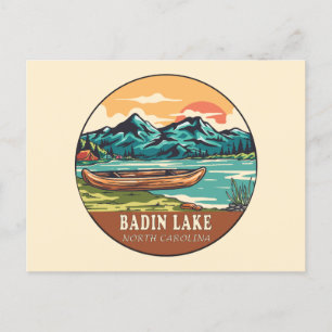 Cartão Postal Badin Lake North Carolina Barco Fish Emblem