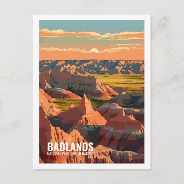 Cartão Postal Badlands National Park South Dakota EUA (Frente)