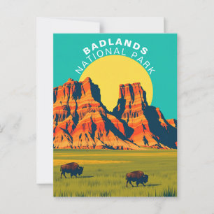 Cartão Postal Badlands National Park South Dakota USA Vintage
