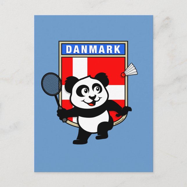 Cartão Postal Badminton Denmark Panda (Frente)