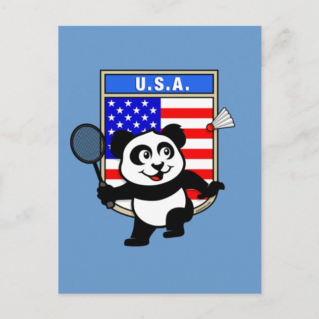 Cartão Postal Badminton USA Panda (Frente)