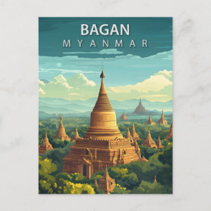 Cartão Postal Bagan Myanmar Viagem Pagoda Dourada Sudeste Asiáti