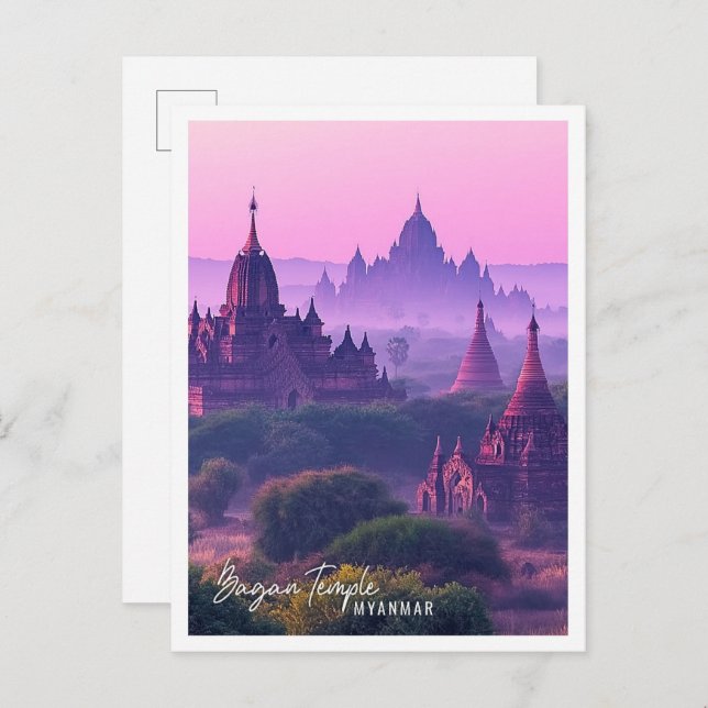 Cartão Postal Bagan Temples Myanmar é o belo lugar turístico (Frente/Verso)