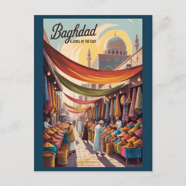 Cartão Postal Baghdad Iraq Illustration Travel Art Vintage (Frente)