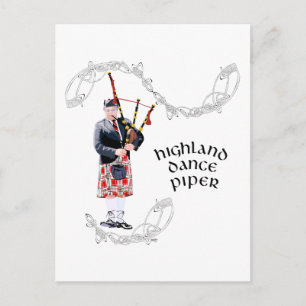 Cartão Postal Bagpipe Player em Red Kilt