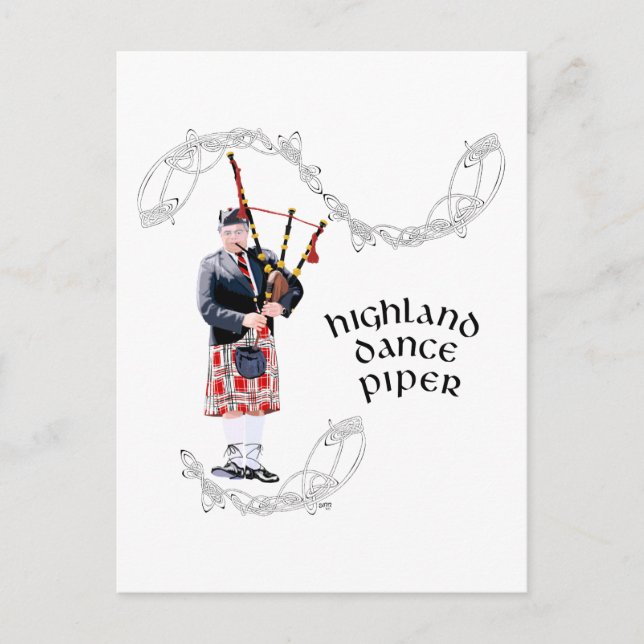 Cartão Postal Bagpipe Player em Red Kilt (Frente)
